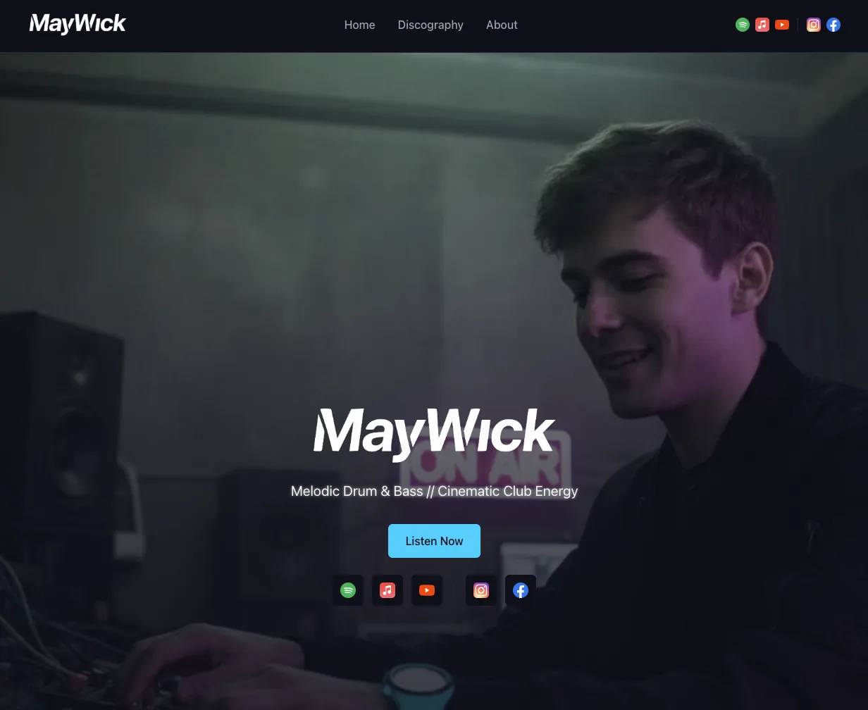 Maywick.page — webová prezentace pro umělce MayWick